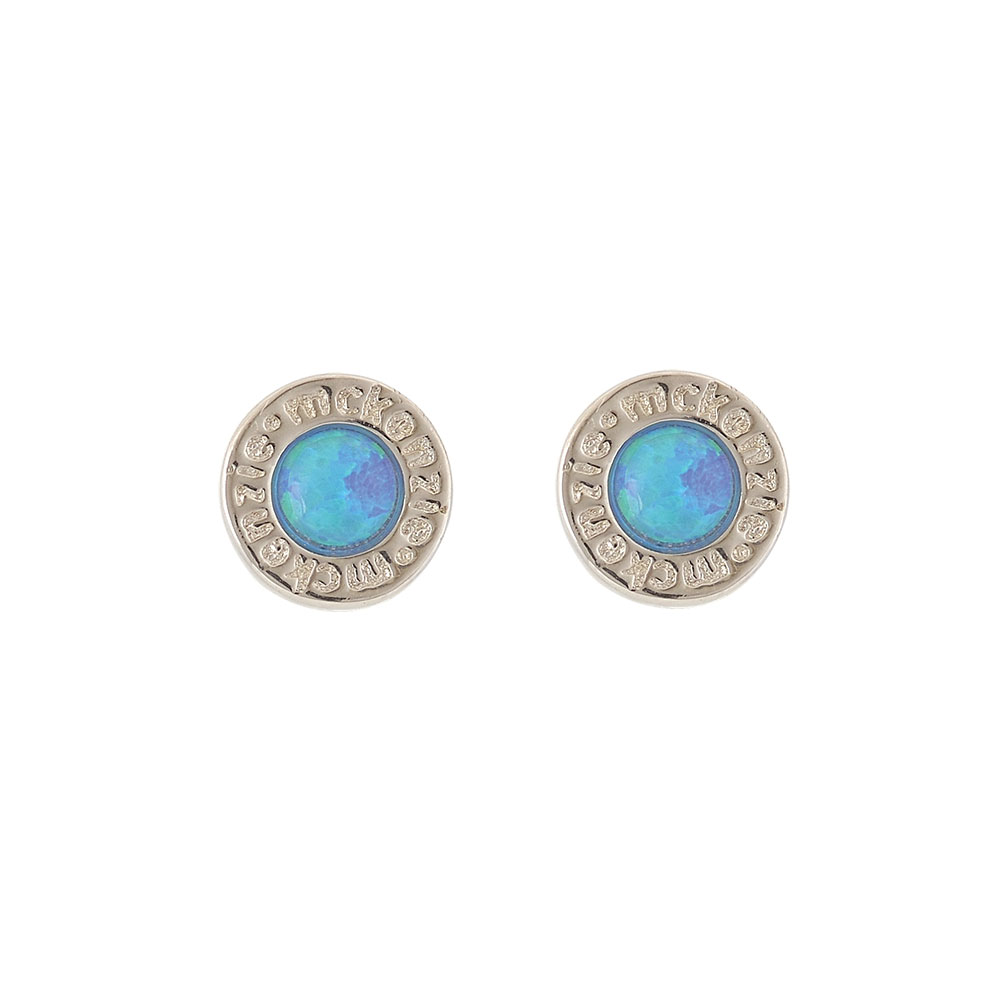 Stud Solitaire Earrings with Opal Stone in Silver 925