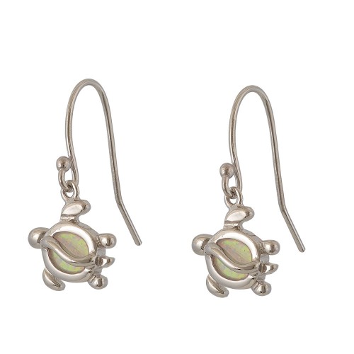 Wire hook Turtle Earrings with Opal Stone in Silver 925