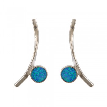 Drop Earrings with Opal Stone in Silver 925