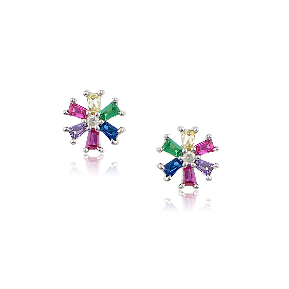 Stud Flower Earrings in Silver 925