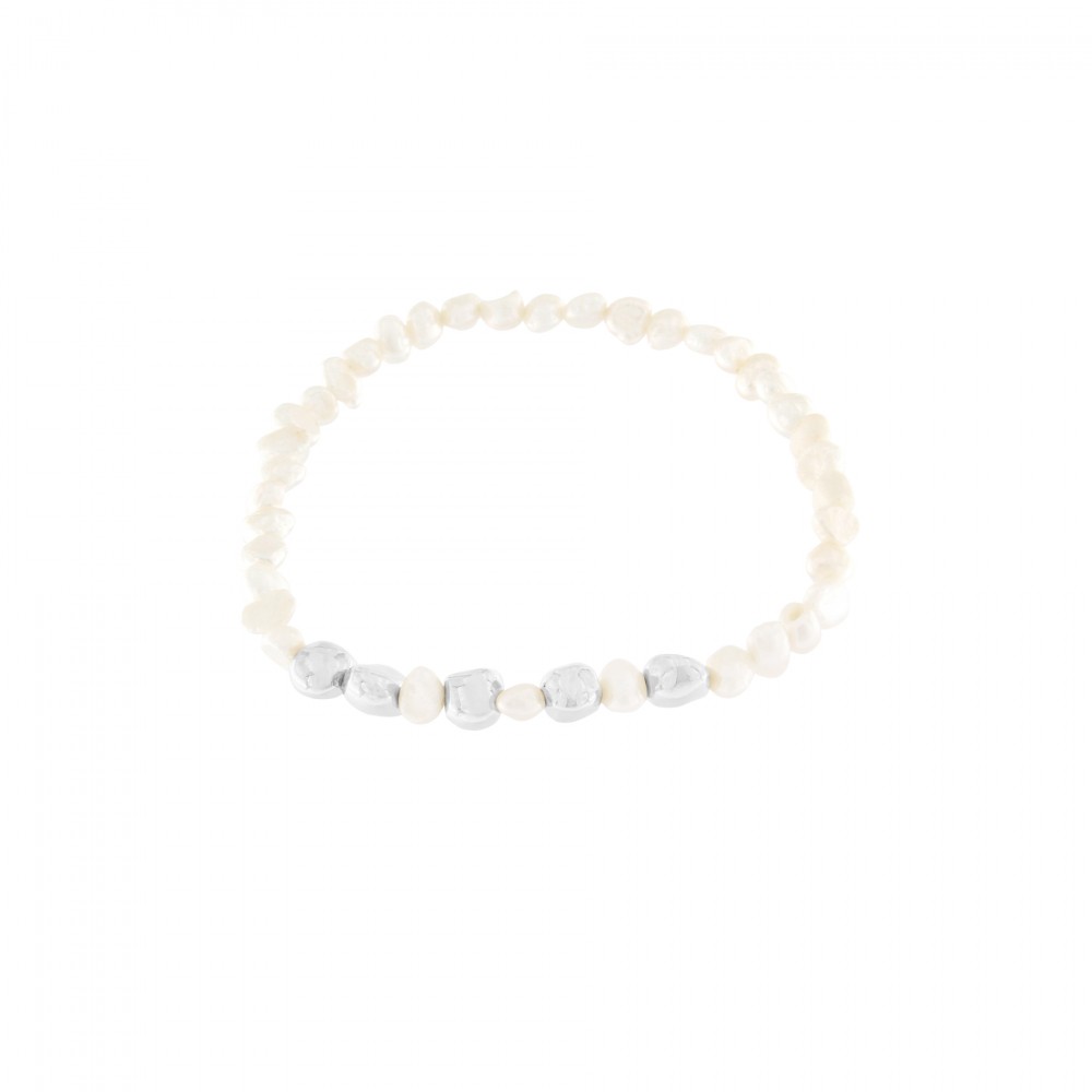 Audrey Elastic Pearl Bracelet Silver Plating