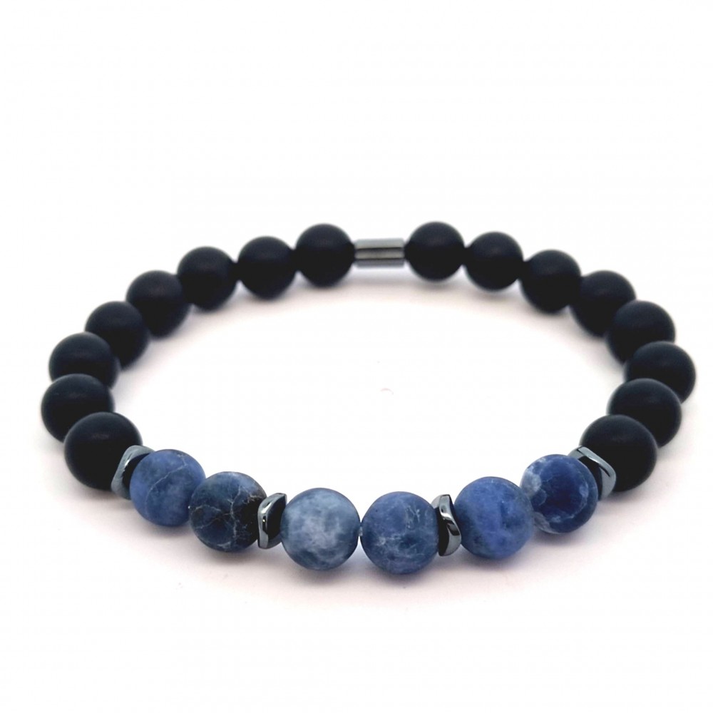 Men's handmade bracelet made of semi-precious stones